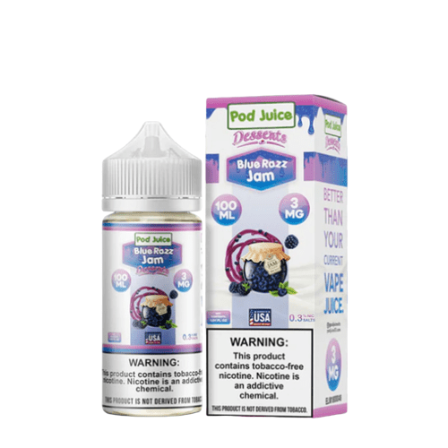 POD Juice Synthetic Nicotine E-Liquid 100ML Blue Razz Jam (Desserts Edition)