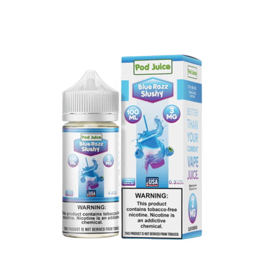 POD Juice Synthetic Nicotine E-Liquid 100ML Blue Razz Slushy 