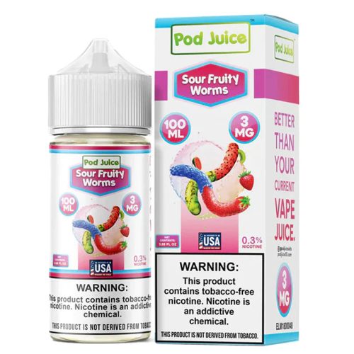 POD Juice Synthetic Nicotine E-Liquid 100MLSour Fruity Worms